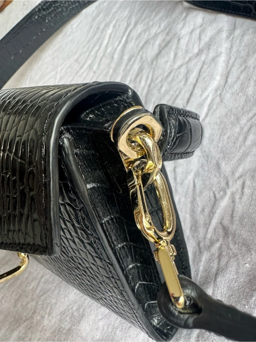 Anine Bing Colette Croc Shoulder Bag